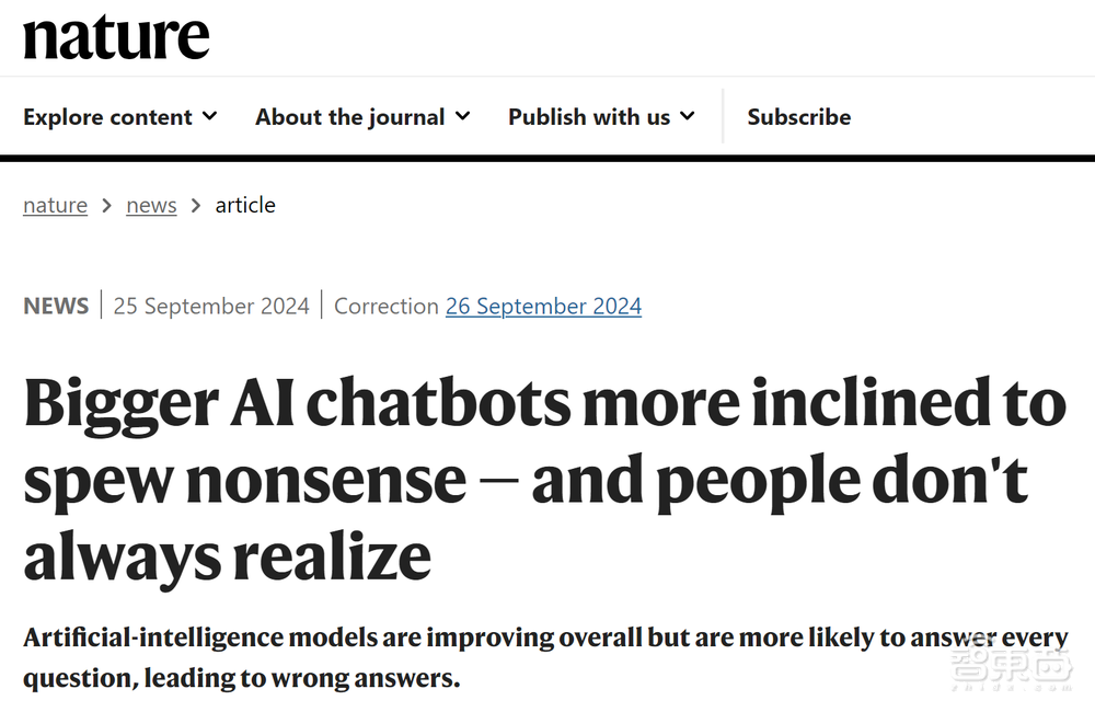 Nature新研究:大模型越大,越爱胡说八道