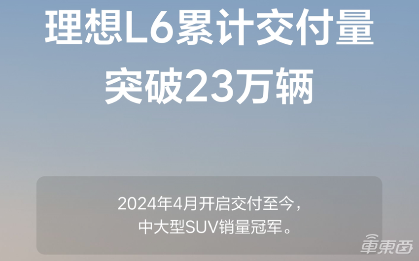 平均一天交付超千辆！理想L系列交付量破100万辆，用时31个月