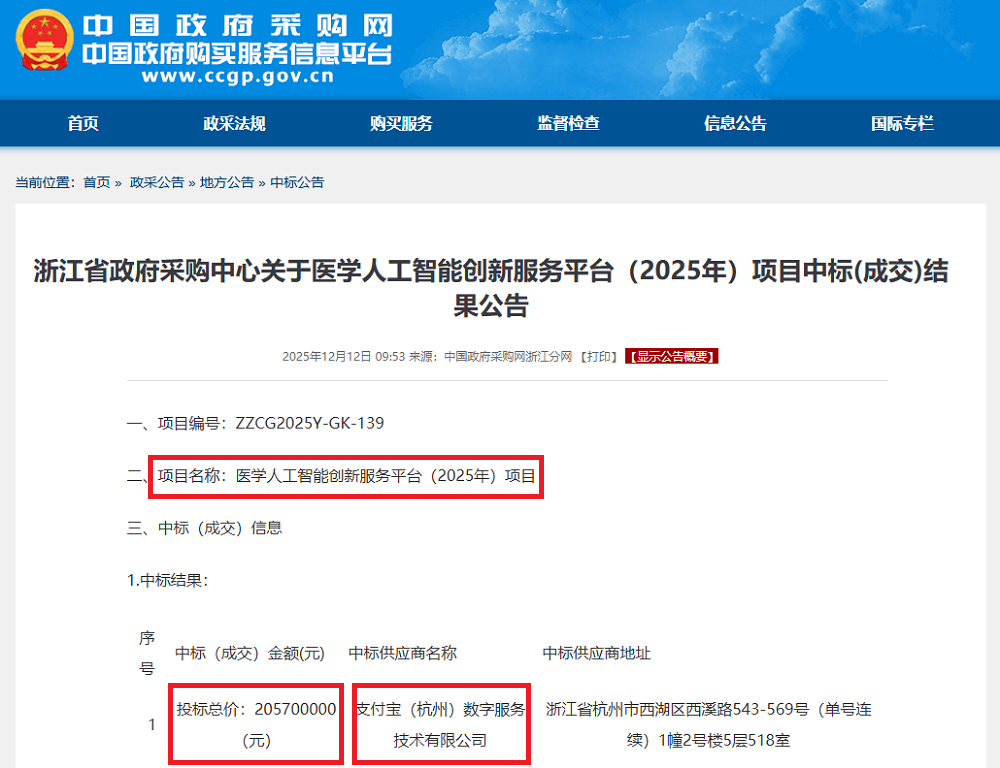 2.06亿!支付宝拿下AI大单