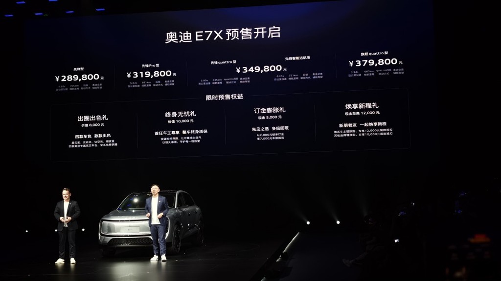 奥迪E7X预售28.98万起，3.9秒破百+751km续航