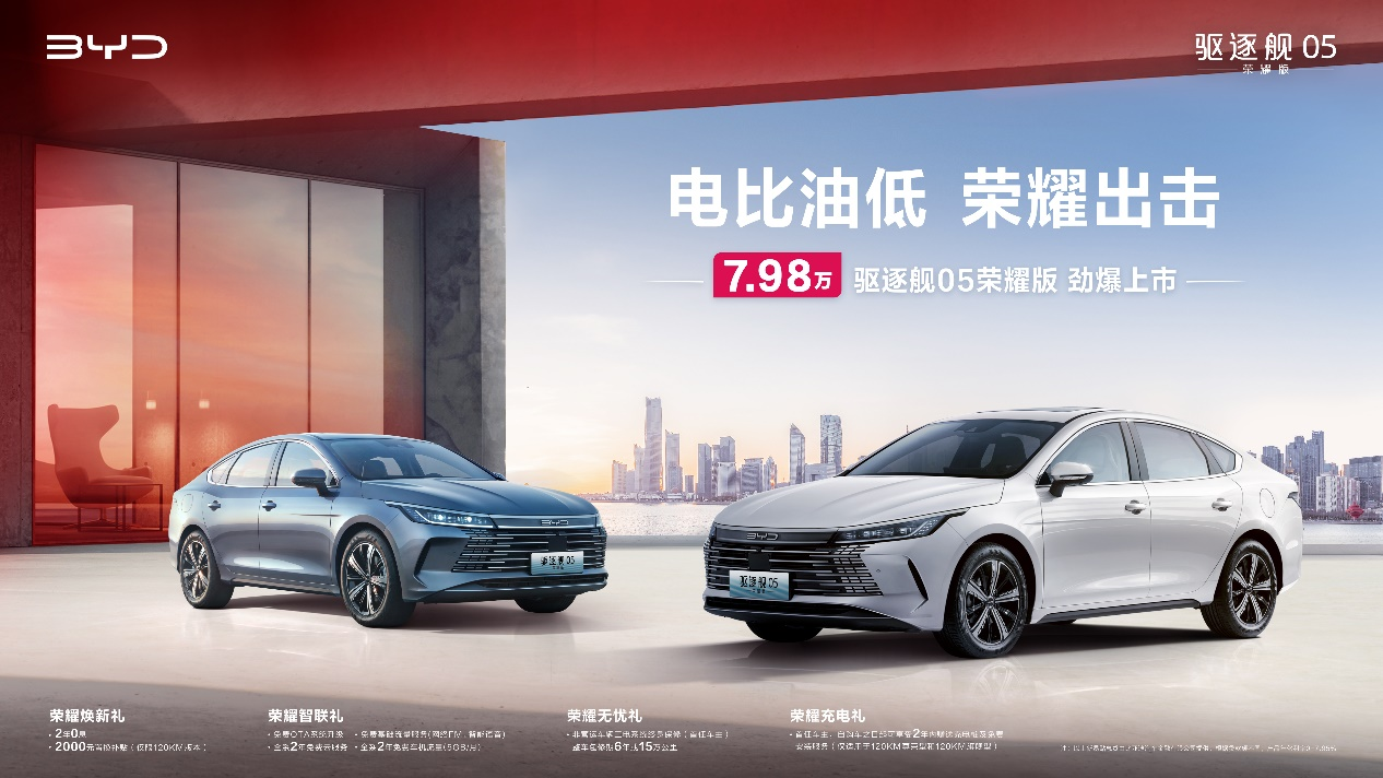 电比油低!比亚迪驱逐舰05荣耀版上市,7.98万元起直击合资最低价