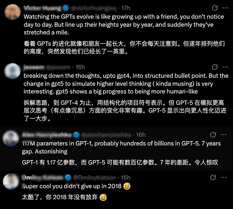 OpenAI披露5代模型实测对比,力证GPT-5最强,没想到网友最爱GPT-1