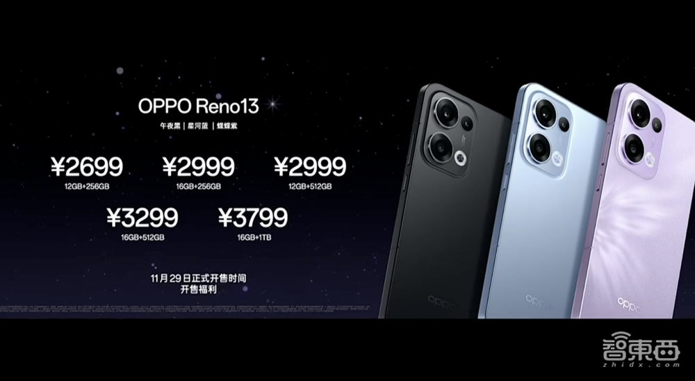 OPPO Reno13发布:支持AI高清实况照片,水下拍摄3秒排水,2699元起