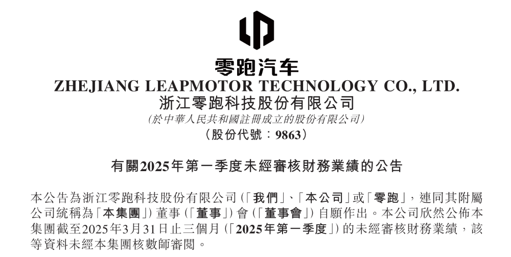 零跑一季度营收破百亿！销量同比增162.1%