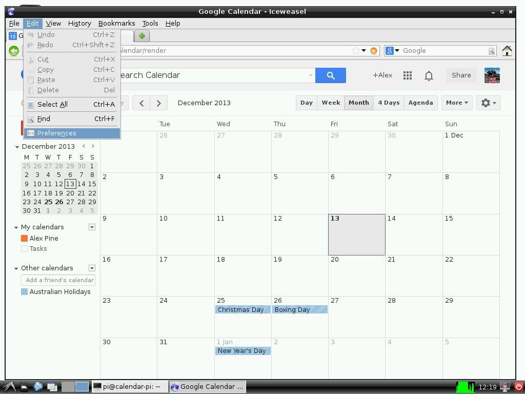 通过树莓派将谷歌日历挂上墙