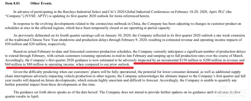 疫情影响波及汽车零部件巨头！安波福Q1营收或损失14亿