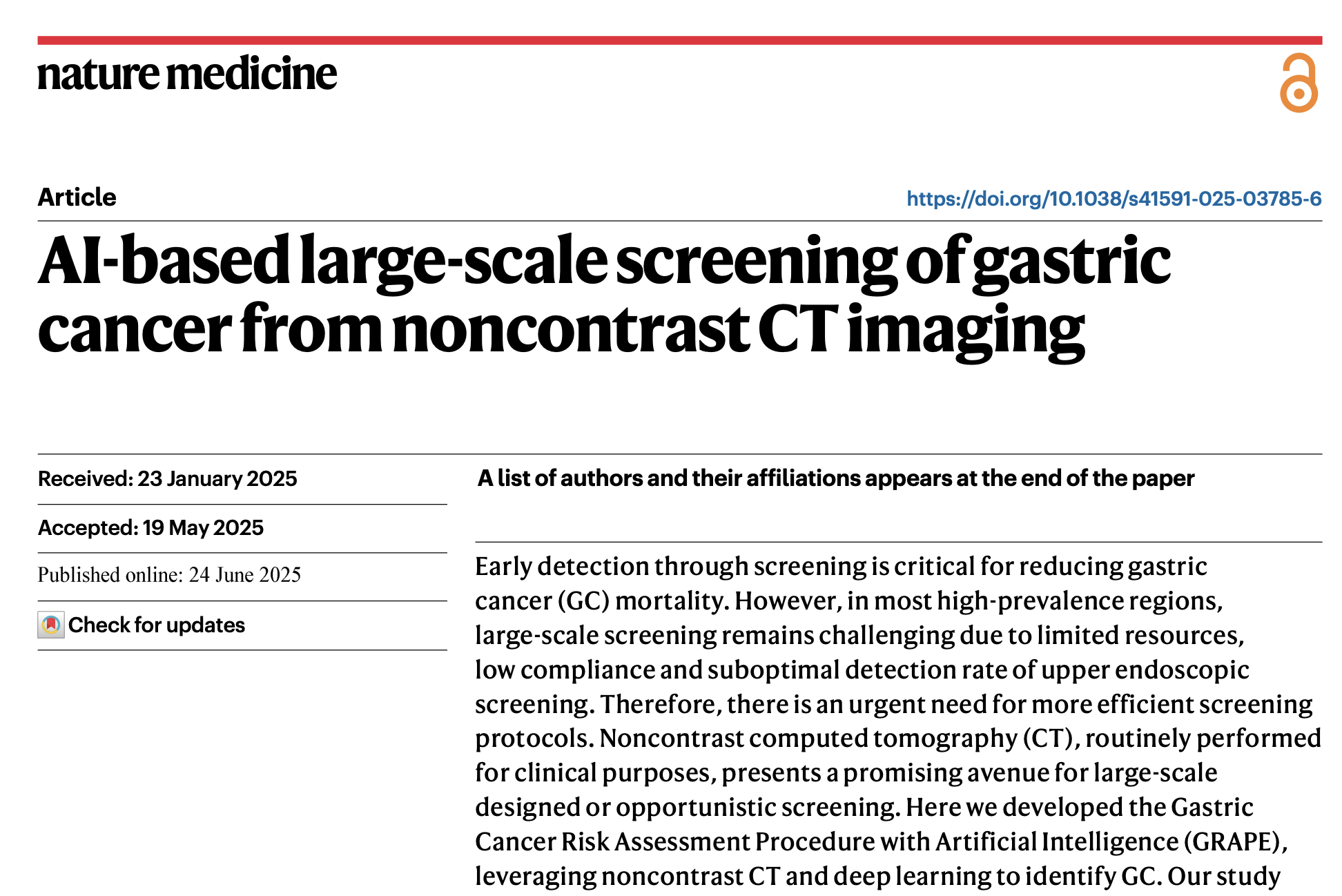 阿里达摩院推全球首个胃癌影像筛查AI模型!10万人临床支持,研究成果登《自然·医学》