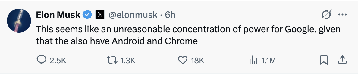 马斯克怒了!谷歌拿下苹果AI大单,市值直逼英伟达