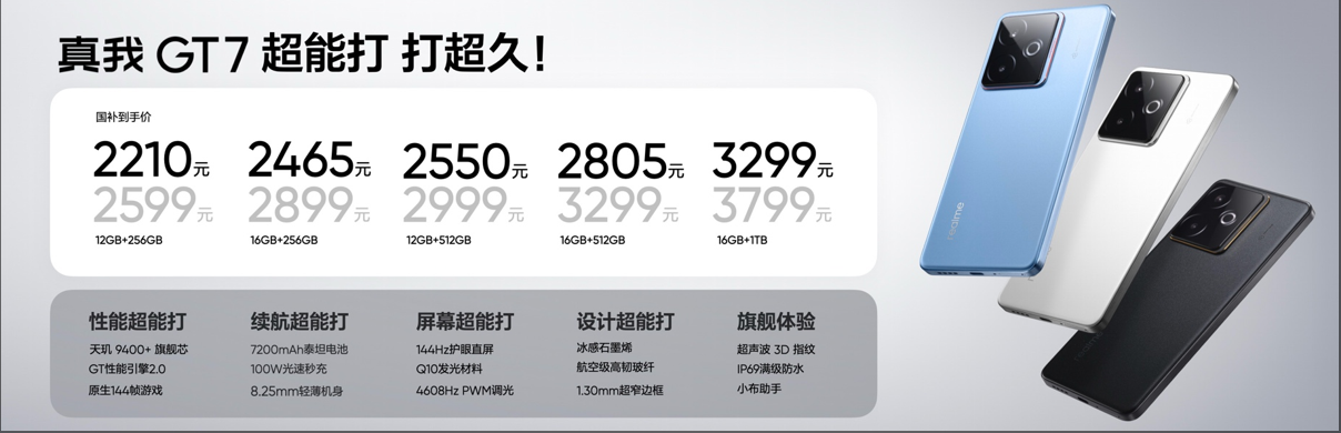 2210元用上满血DeepSeek手机，真我GT7搭3nm旗舰芯，10小时抖音还有一半电