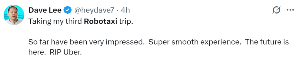 特斯拉无人出租开始接客！30块钱一次