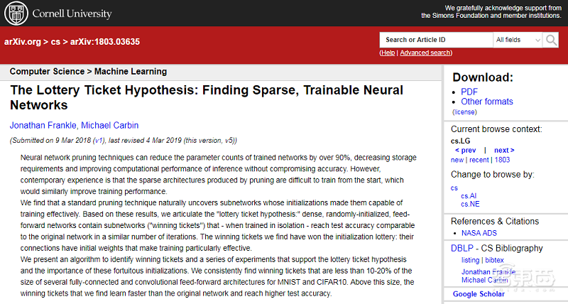AI頂會(huì)ICLR優(yōu)秀論文出爐！MIT“彩票假設(shè)”論文讓神經(jīng)網(wǎng)絡(luò)參數(shù)瘦身90%