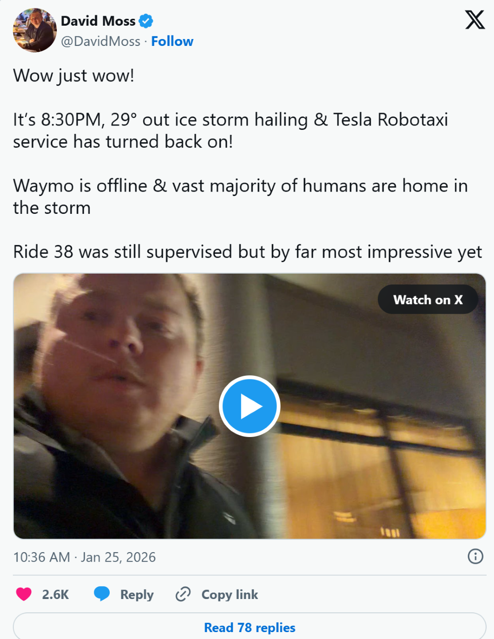 特斯拉启动无安全员Robotaxi服务!车辆太少,博主反馈一车难求