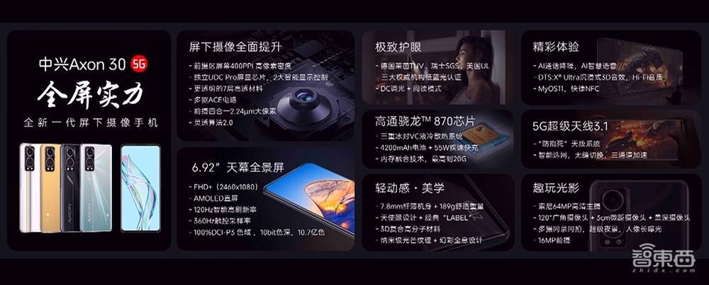 中兴Axon 30发布:屏下摄像头肉眼难辨,六大技术升级