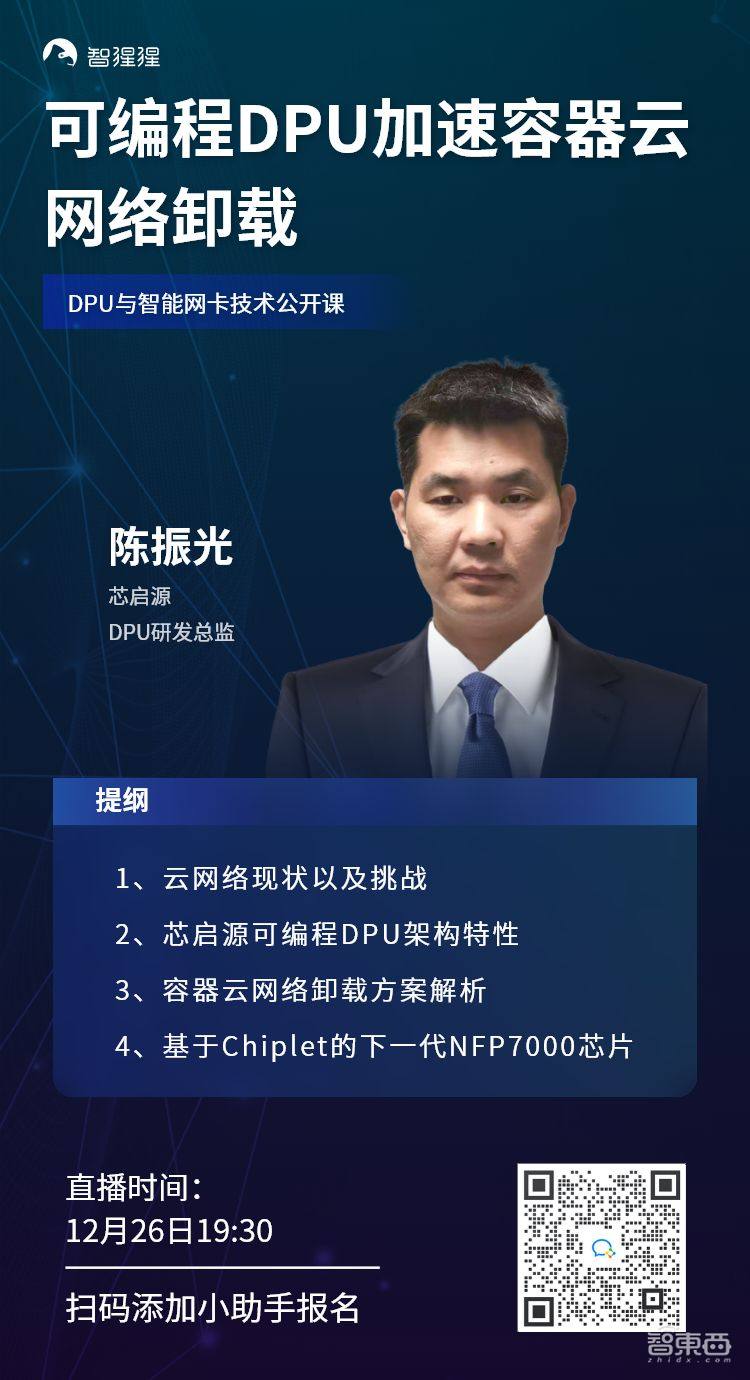 芯启源DPU研发总监陈振光：可编程DPU加速容器云网络卸载｜公开课预告