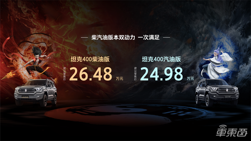 24.98万元起售!坦克400燃油版上市,配备L2