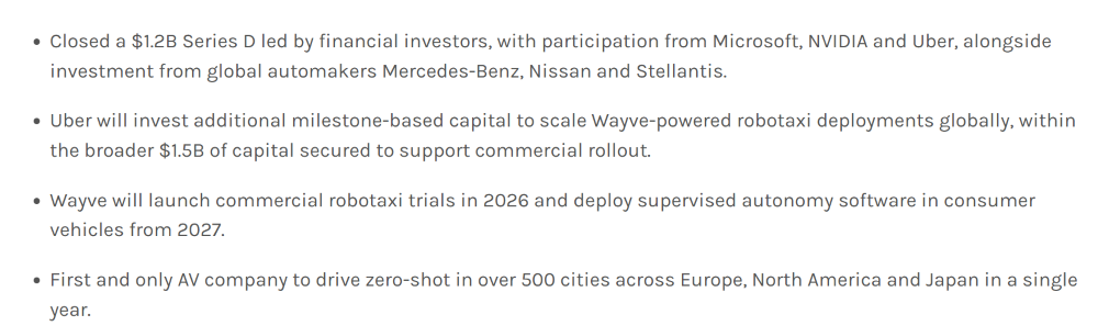 无人出租赛道再现百亿融资!微软英伟达奔驰齐投