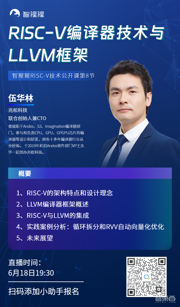 兆松科技CTO伍华林:RISC-V编译器技术与LLVM框架|公开课预告