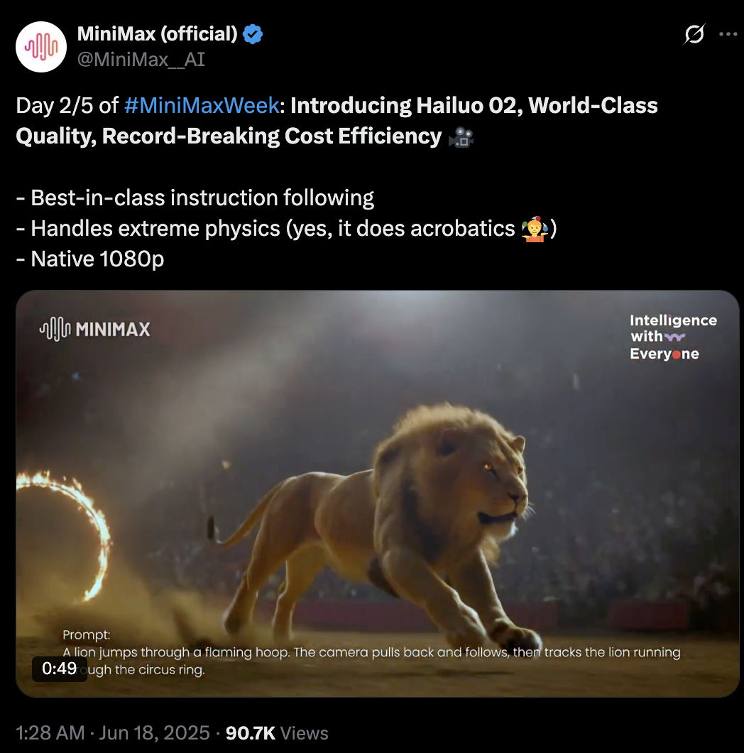 中国霸榜视频大模型!海螺02深夜发布,性能超谷歌Veo3,指令遵循绝了