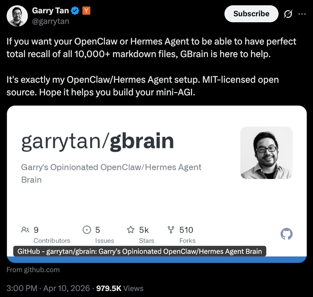 狂揽7.1k Stars！武装你的龙虾和“爱马仕”，YC总裁开源AI记忆外挂