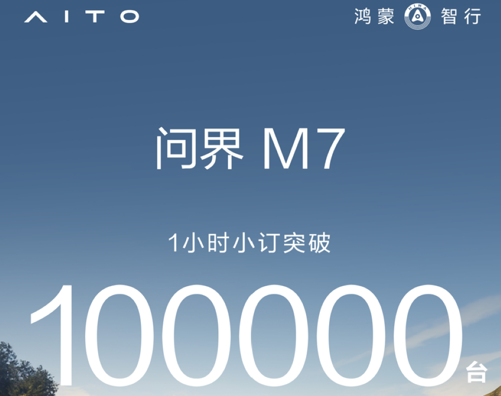 爆了!全新问界M7一小时小订破10万,余承东发文祝贺