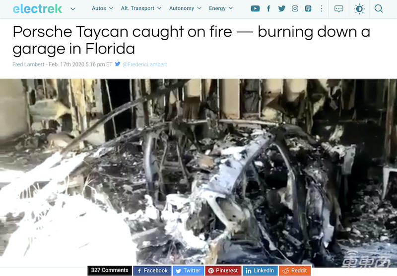 保时捷Taycan在美国起火爆炸:现场一片狼藉,官方已介入调查