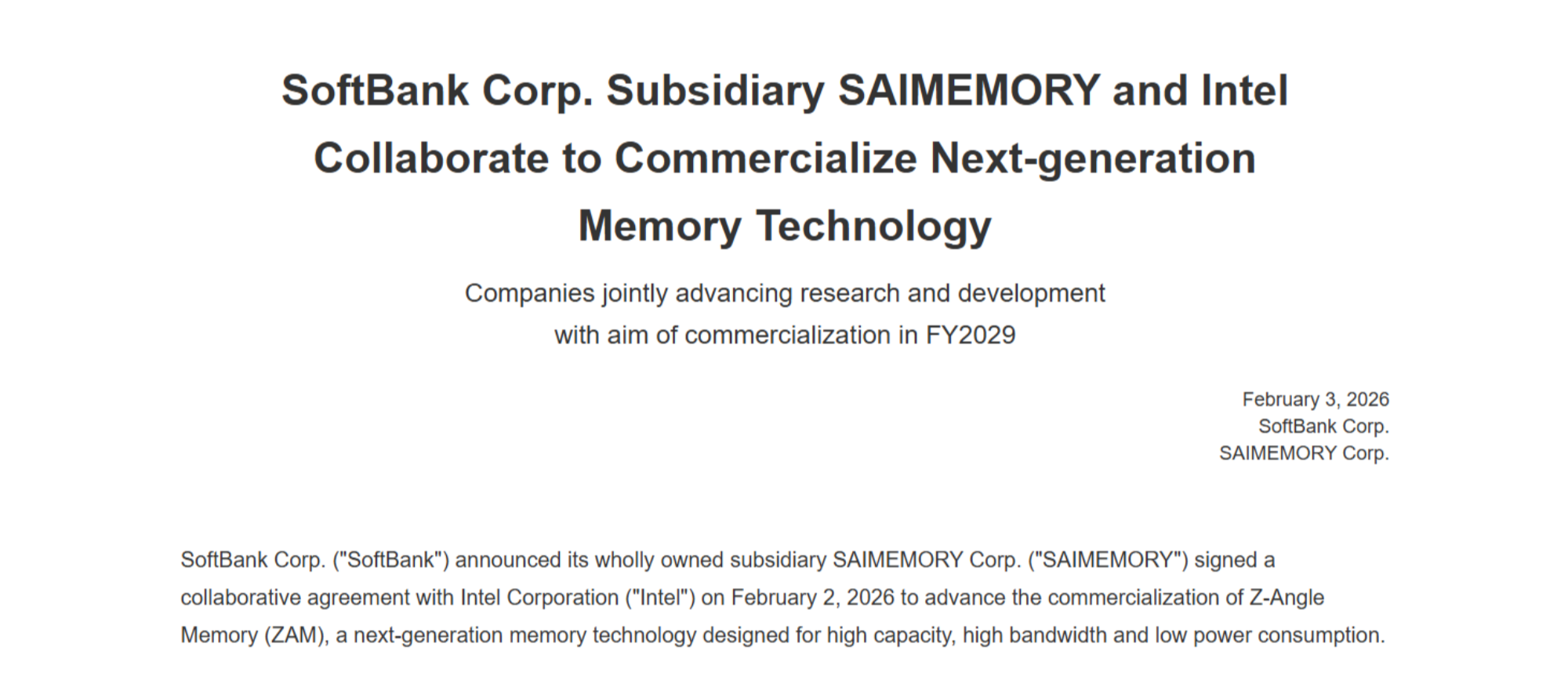 软银英特尔联手搞事！AI存储技术要迎来大升级了