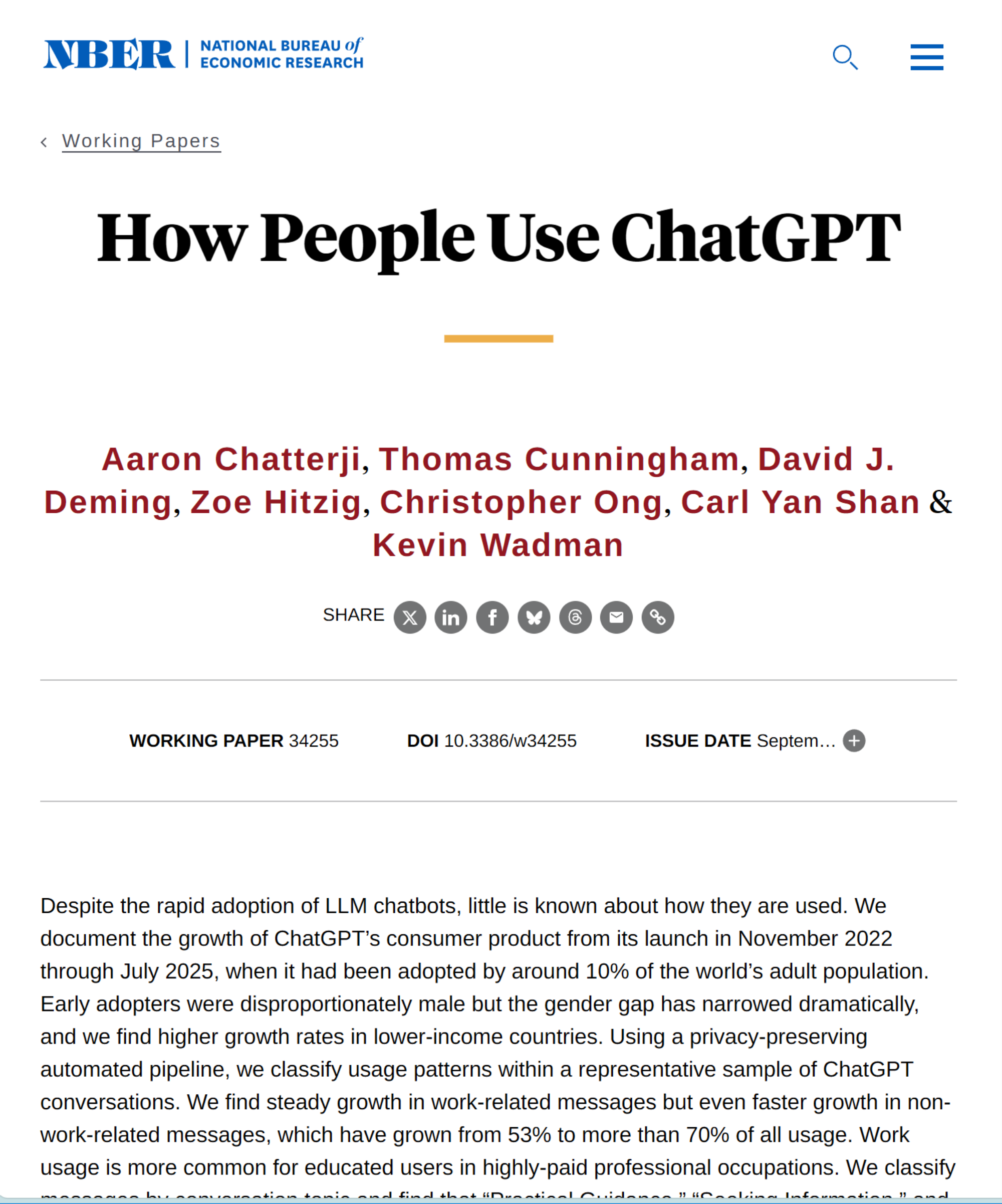 分析150条对话，OpenAI发布ChatGPT三年用户演变报告！写作功能最常用，70%为非工作用途