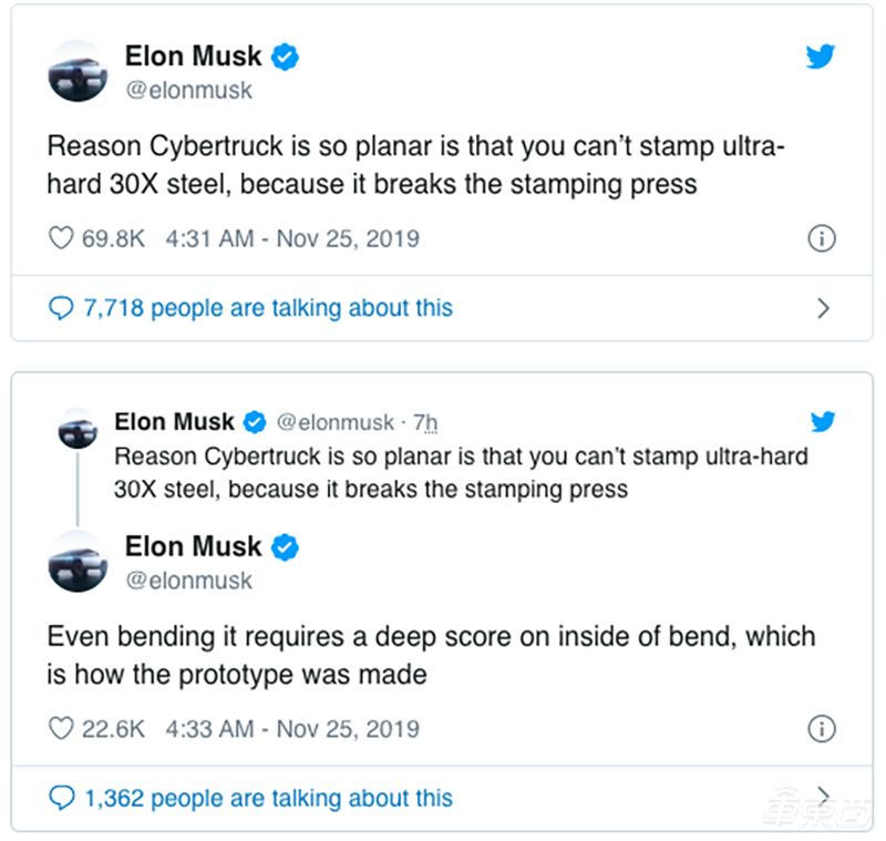马斯克发推解释特斯拉皮卡为何如此设计?车身材质过硬无法弯曲
