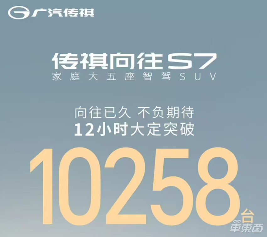 12小时大定破10258辆！传祺向往S7限时16.98万开卖，综合续航破1000公里