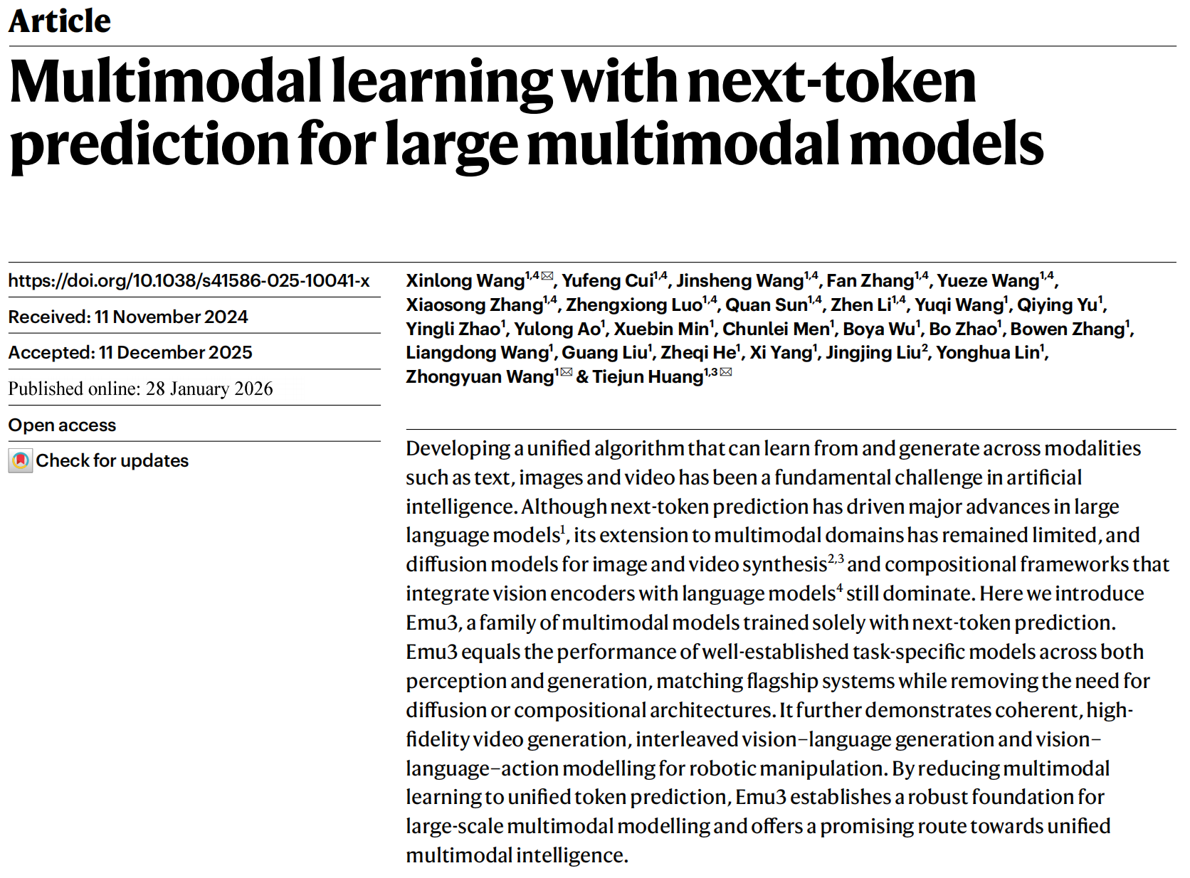 DeepSeek之后，智源大模型登Nature：事关“世界模型”统治路线！