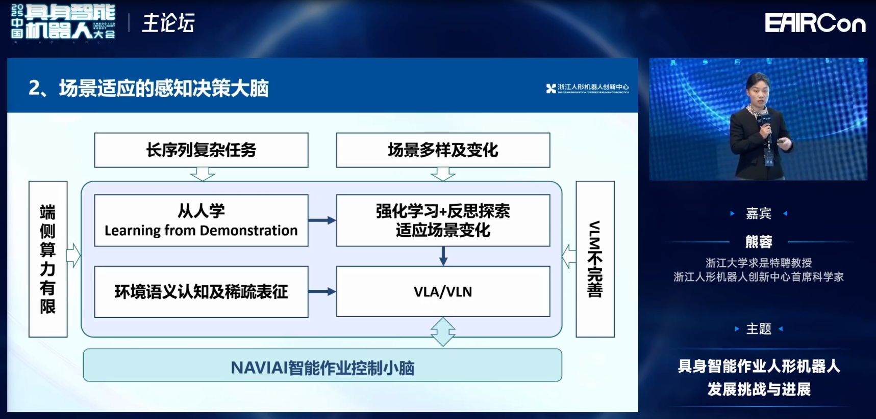 浙江人形熊蓉教授：模型不光是泛化問題，還要關注機器人行為能力構建 | EAIRCon 2025