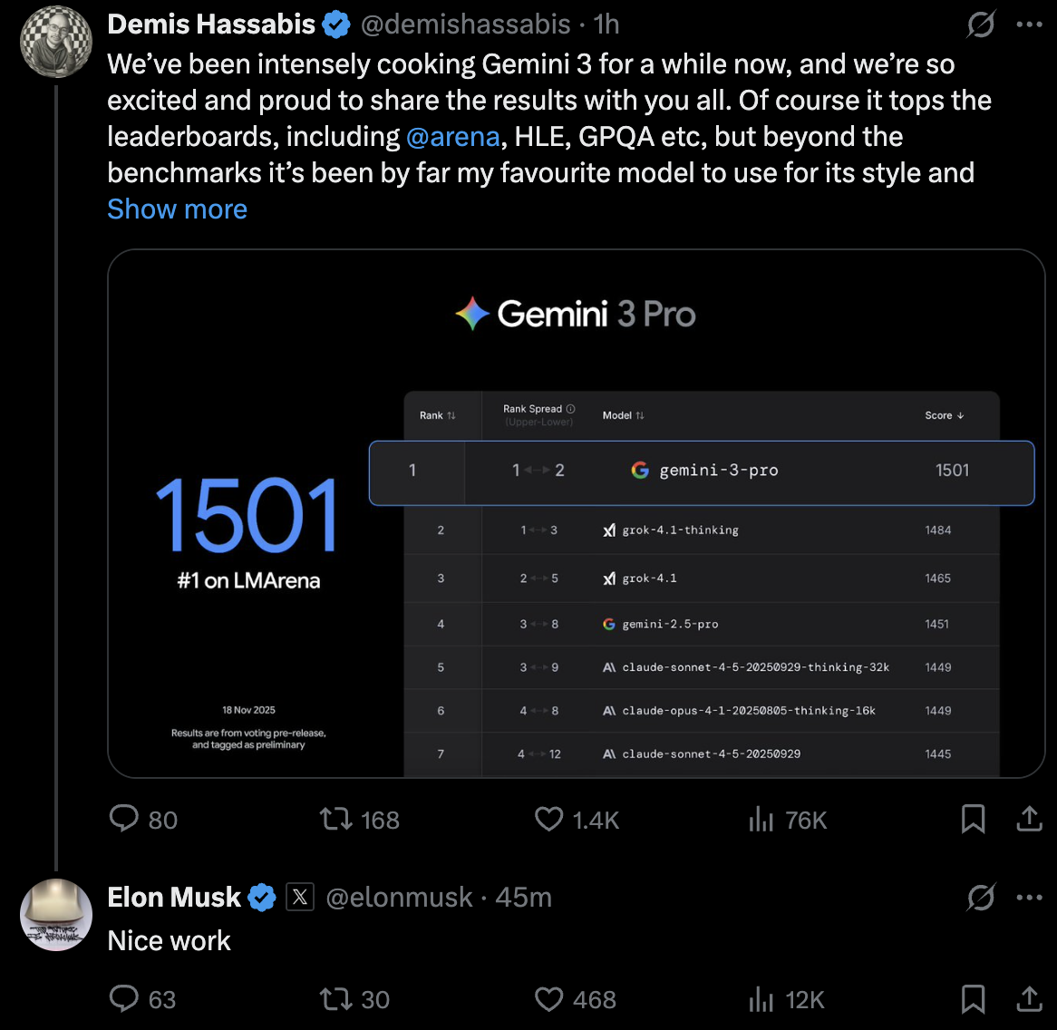 全世界在等的Gemini 3终于来了！强到断崖领先，连马斯克OpenAI都夸好