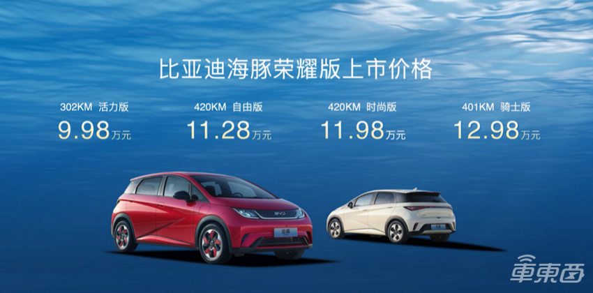 比亚迪海豚荣耀版9.98万元起！新增302KM活力版，再次冲击销量新高