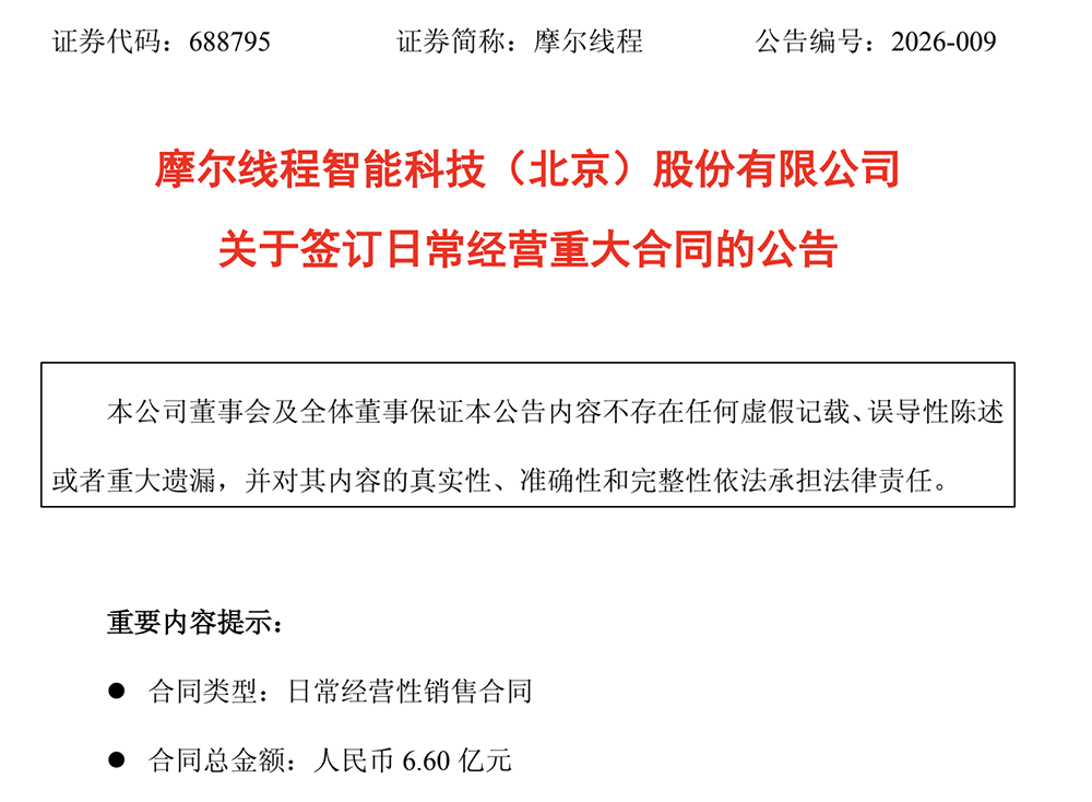 6.6亿!摩尔线程拿下智算大单