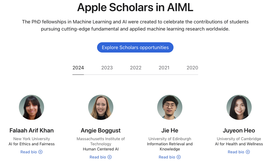 2024年苹果AIML学者名单公布，华人占半壁江山~