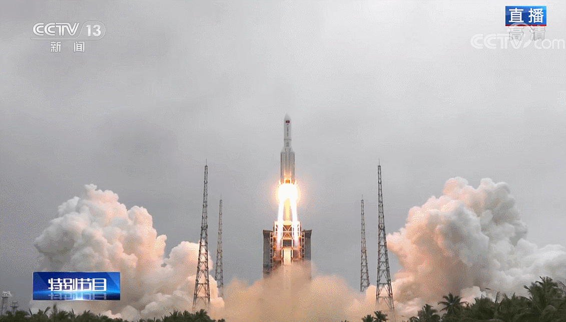 个空间站核心舱天和号乘长征五号b遥二运载火箭,在海南文昌成功发射