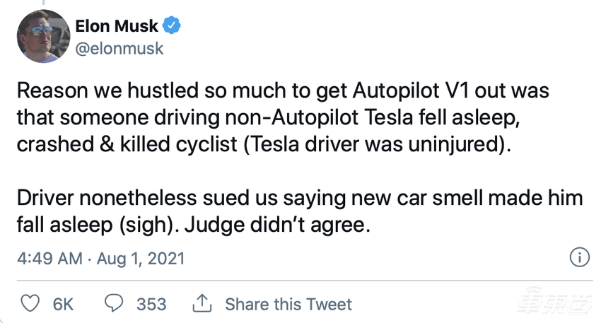 一场车祸引发的技术变革?马斯克推特回应为何研发Autopilot
