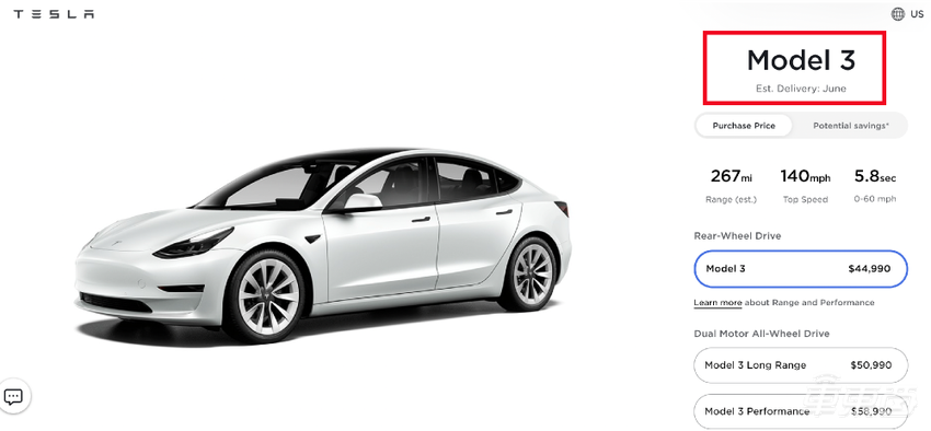 美版特斯拉Model 3入门车型更名,配备磷酸铁锂电池,明年6月交付