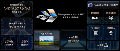 荣耀推MagicBook X Pro锐龙版，首发MagicOS 7.2，4199元起