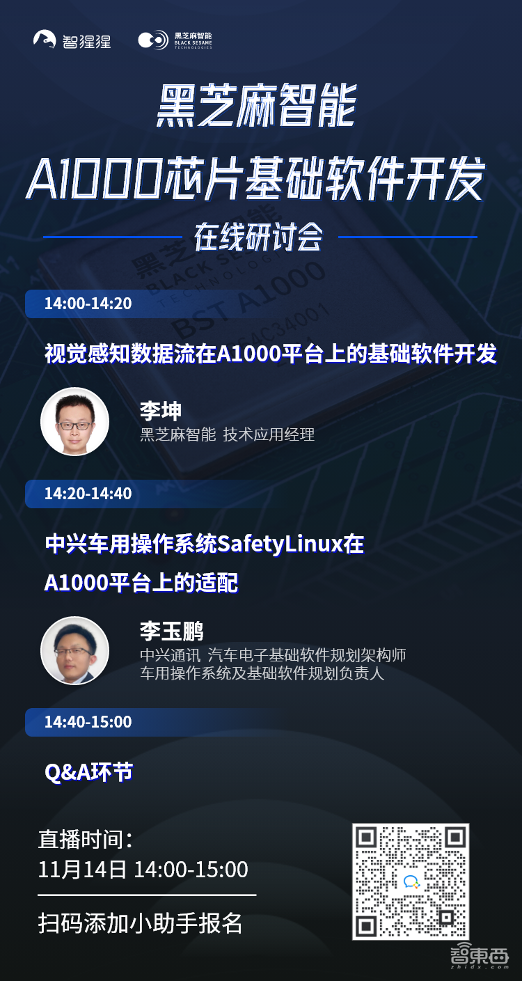 在线研讨会预告！主讲视觉感知数据流在A1000芯片上的基础软件开发以及中兴车用操作系统的适配