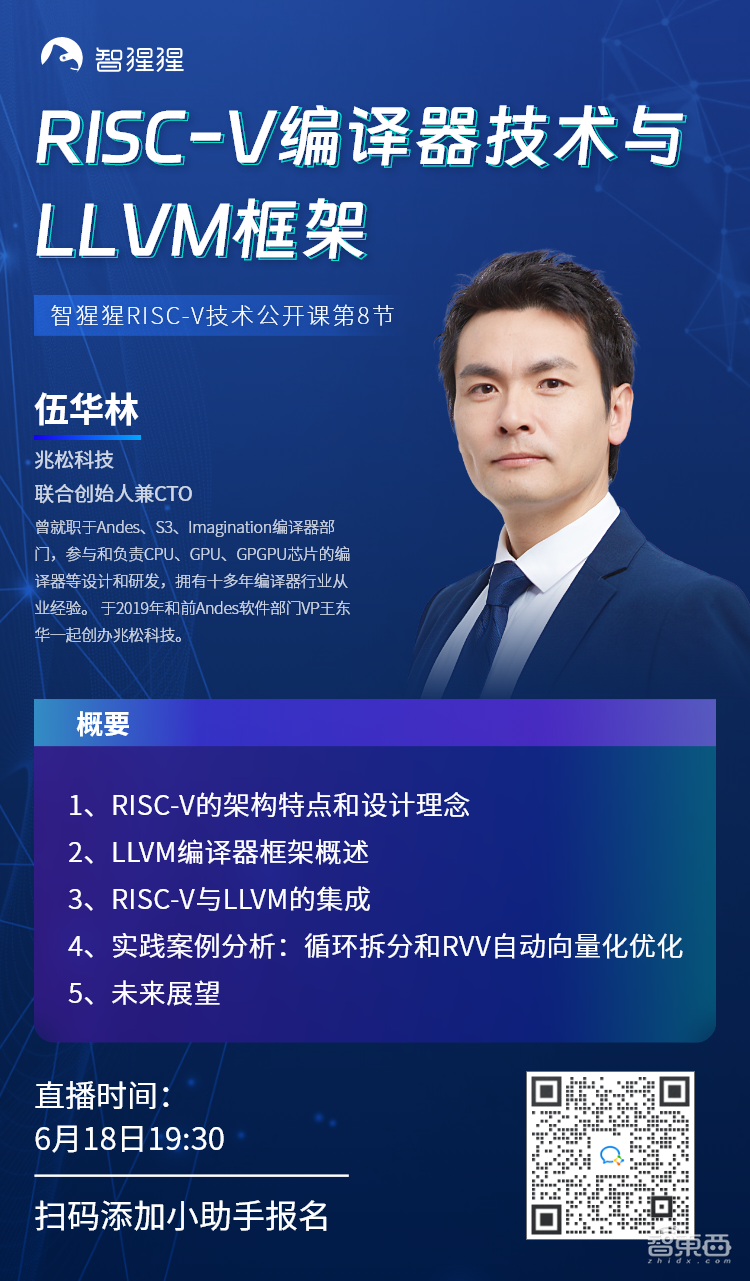 兆松科技CTO伍华林：RISC-V编译器技术与LLVM框架｜公开课预告