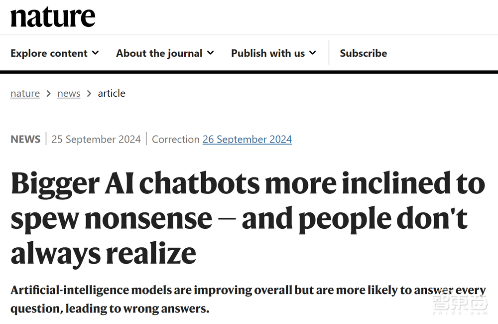 Nature新研究：大模型越大，越爱胡说八道