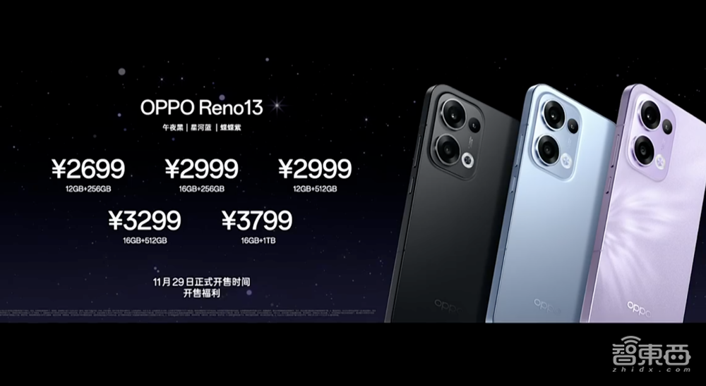 OPPO Reno13发布：支持AI高清实况照片，水下拍摄3秒排水，2699元起