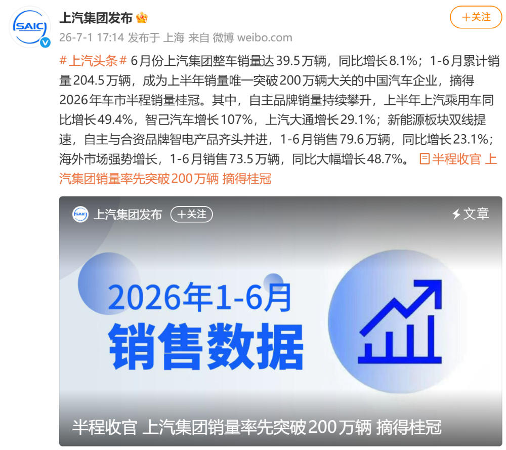 上汽高层人事巨震！两大板块换帅，技术派老将上任