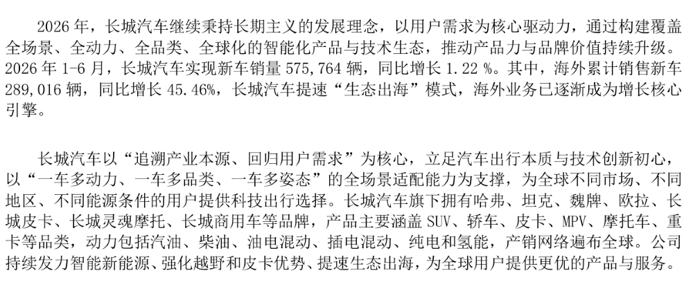 长城海外销量反超国内，半年营收增长近百亿，但净利下滑有些狠